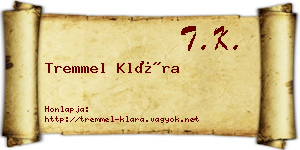 Tremmel Klára névjegykártya